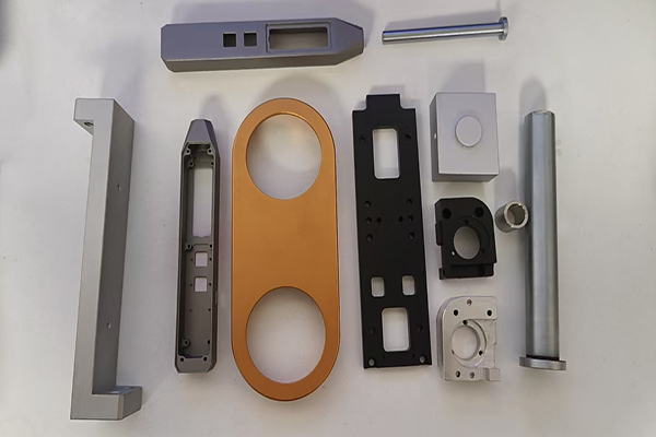 CNC machined aluminum parts with black, gold and clear anodizing surface finishes