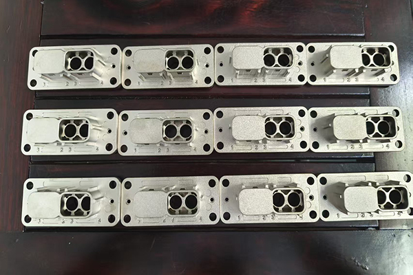 CNC machined 6061 aluminum connector housing with complex internal cavities for new energy industrial equipment